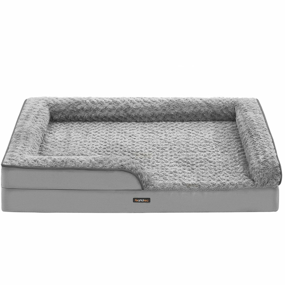 Panier pour chien lit pour animal orthopédique mousse alvéolée bords surélevés rembourrés housse amovible en tissu peluche au