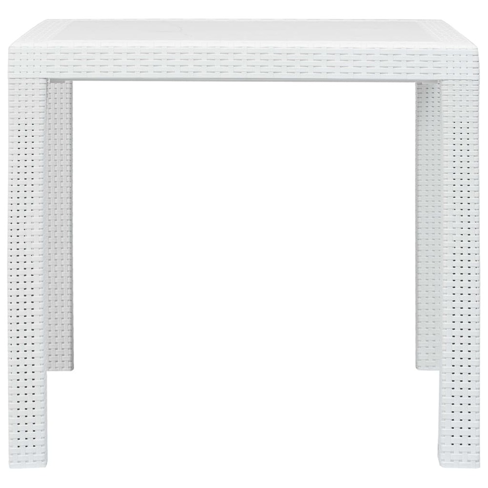 Table de jardin blanc 79x79x72 cm plastique aspect de rotin