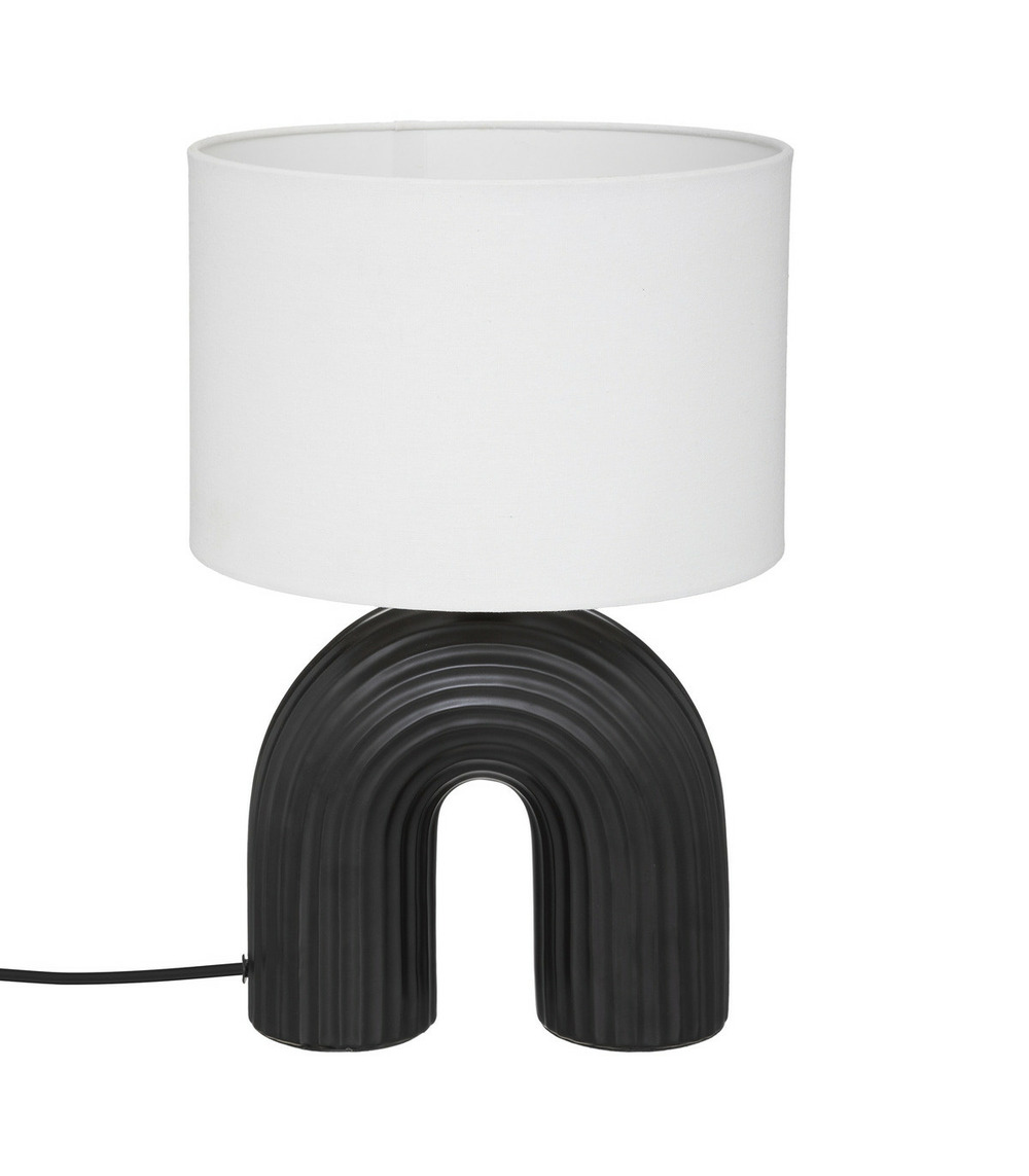 Lampe à poser en céramique noire et abat-jour blanc h 40. 5 cm