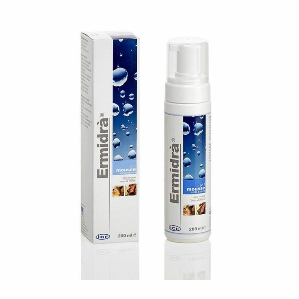 Ermidra mousse 200 ml - soin sans rinçage chien et chat 200 ml