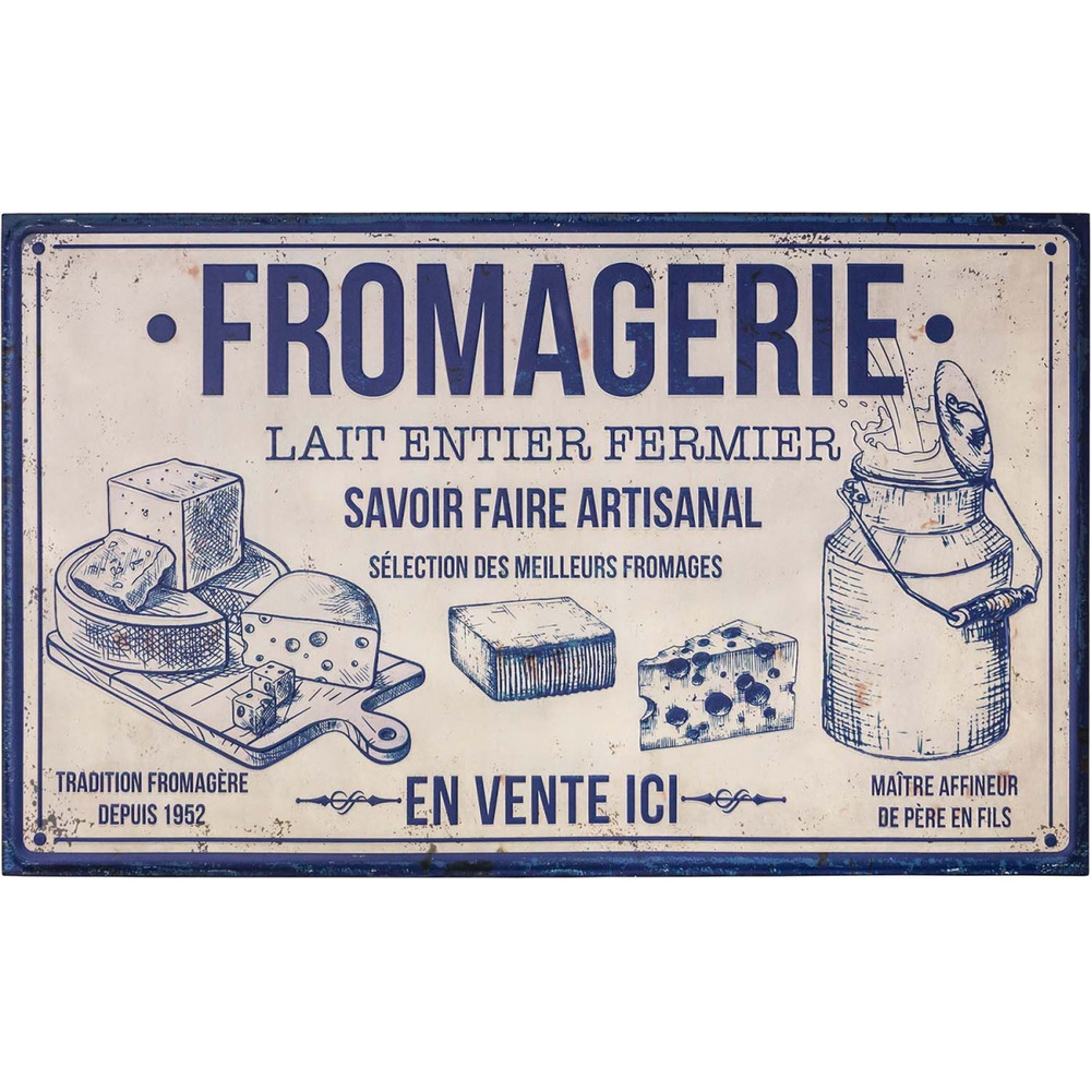 Plaque décorative en fer commerce 122.5 x 74 cm fromagerie