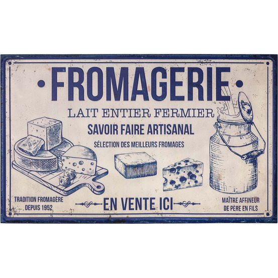 Plaque décorative en fer commerce 122.5 x 74 cm fromagerie
