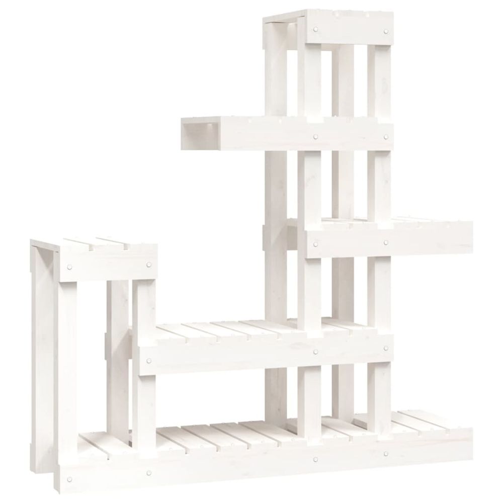 Support à plantes blanc 92x25x97 cm bois massif de pin