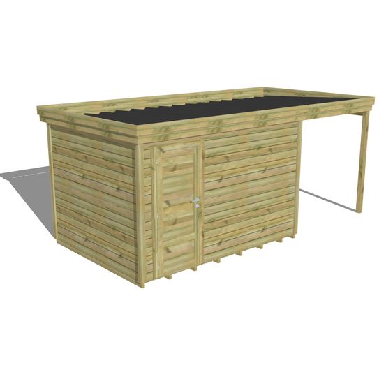 Abri de jardin bois pin traité autoclave 27mm - 5,44x2,64m / 14m2 - bac acier - plancher bois