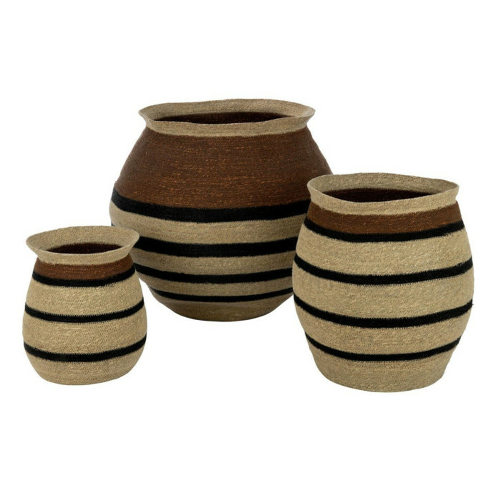 Lot de 3 cache-pots paniers rayures 
