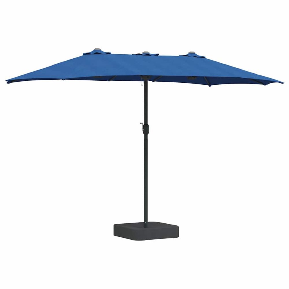 Parasol de jardin 385 x 209 x 244 cm polyester et acier azur