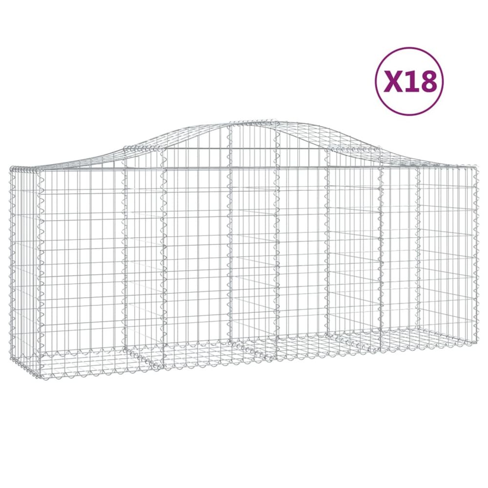 Paniers à gabions arqués 18 pcs 200x50x80/100 cm fer galvanisé