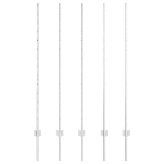 Poteau de clôture. 5 pcs argenté 140 cm acier