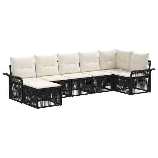 Ensemble de canapé de jardin 7 pc noir polyrotin