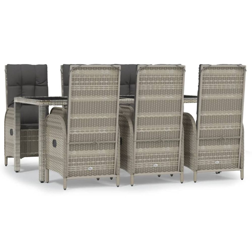 Ensemble à manger jardin et coussins 7 pcs gris rotin