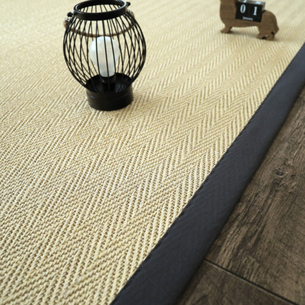 Tapis en sisal naturel - veracruz chevron - blanchi et anthracite - 120 x 170 cm