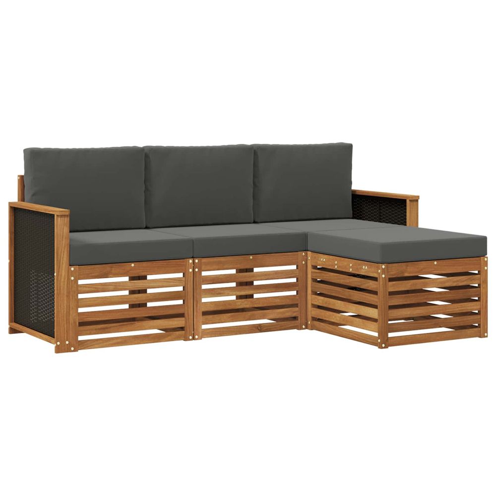 Ensemble de canapés d'extérieur 4 pc naturel et anthracite