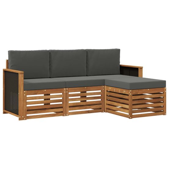Ensemble de canapés d'extérieur 4 pc naturel et anthracite