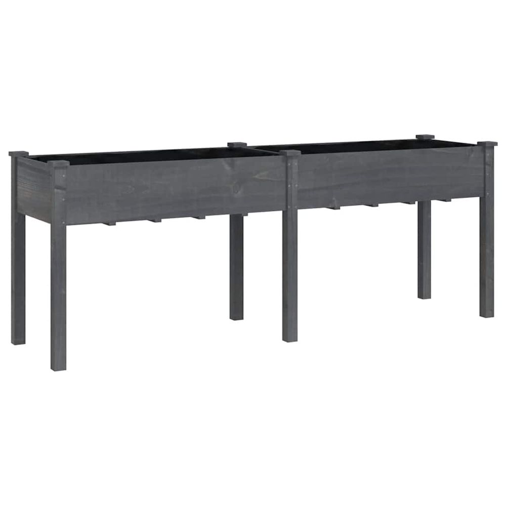 Jardinière d'extérieur avec doublure gris 203x53x76 cm bois massif de sapin