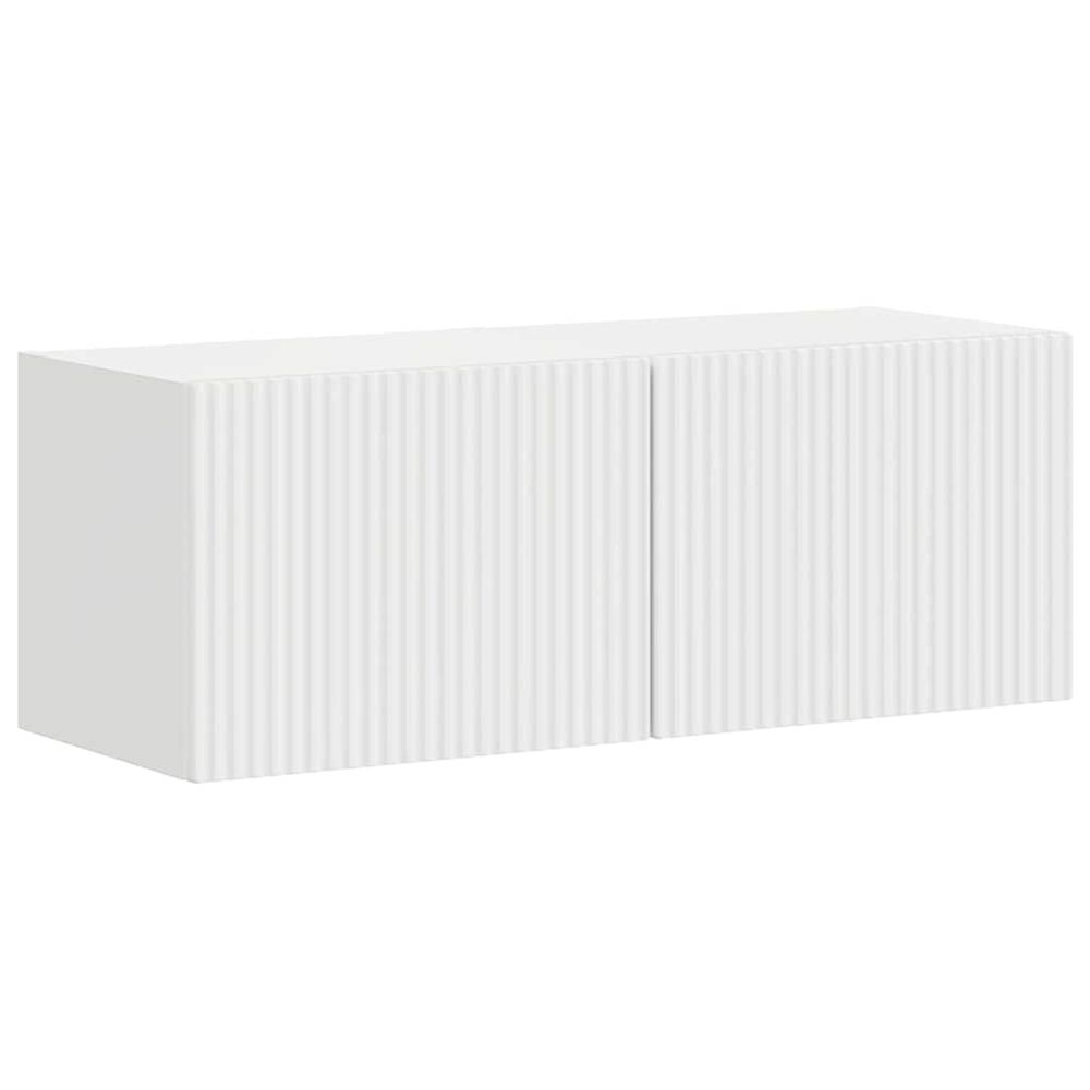 Meuble tv mural 2 pc blanc brillant bois d'ingénierie
