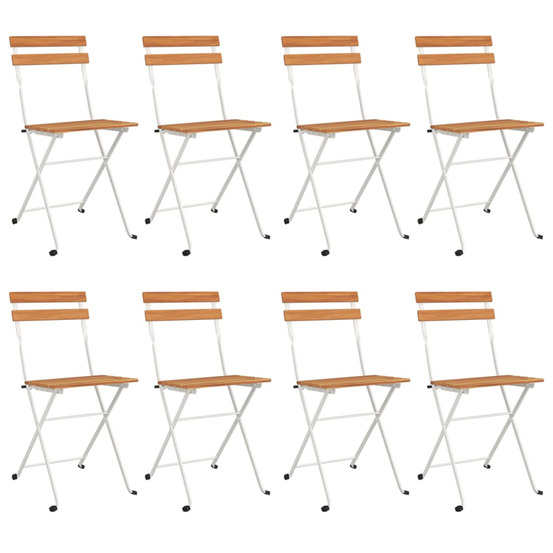 Chaises de bistrot pliantes lot de 8 bois d'acacia solide acier