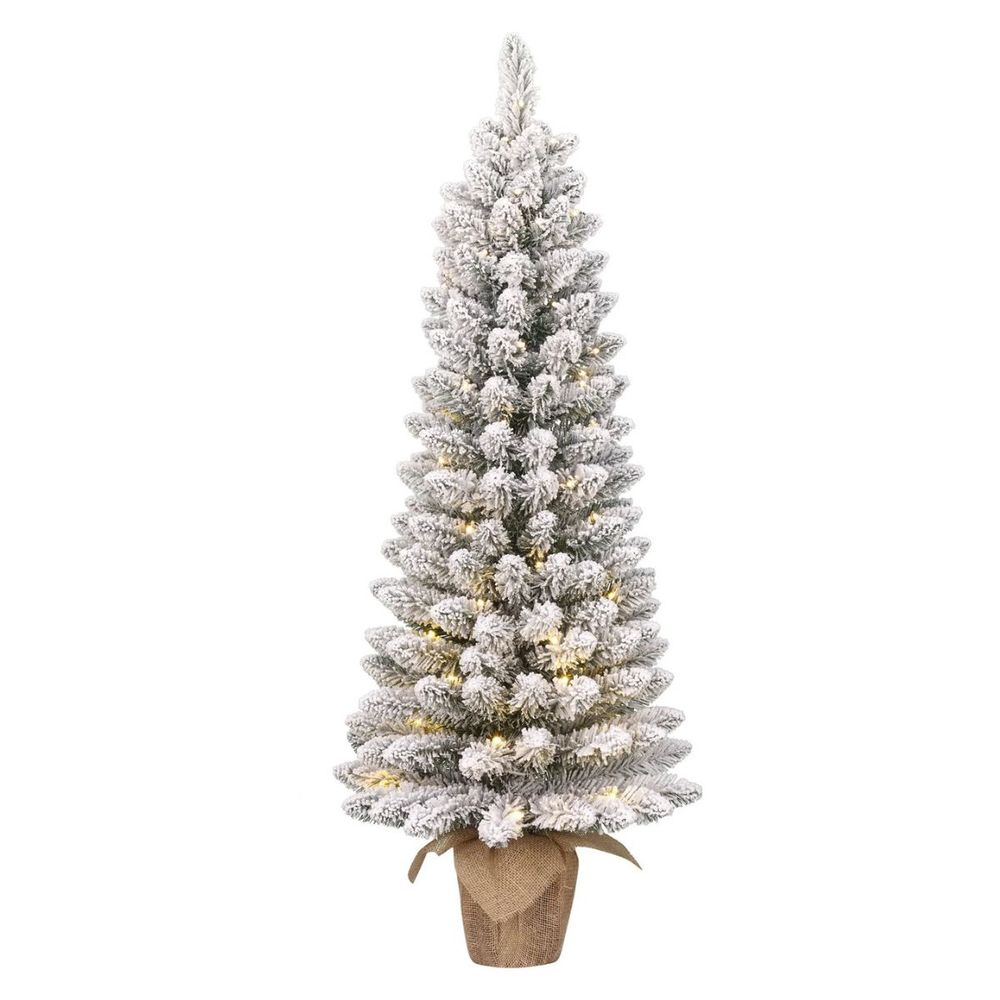 Black box trees sapin de noël artificiel gerlos avec éclairage - christmas tree h120 x d51 cm - arbre dans sac en jute avec
