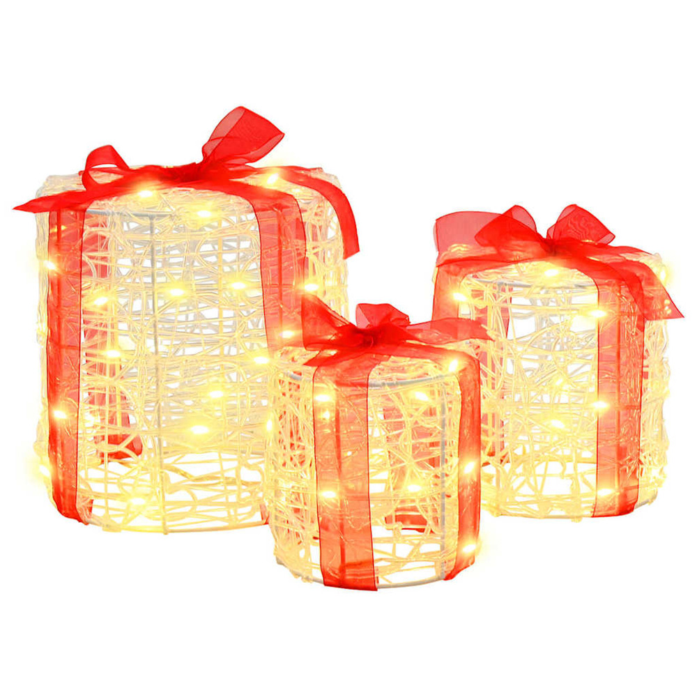 Décoration de boîte cadeau 3 pcs blanc chaud 20 x 20 x 21 cm