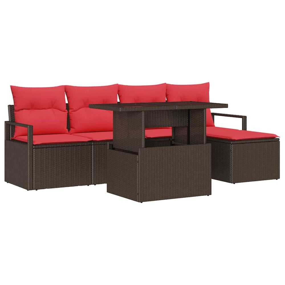 Ensemble de canapé de jardin 6 pc marron poly rotin