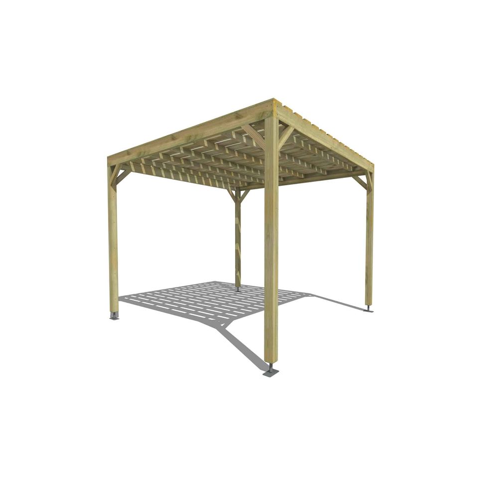 Pergola bois • 3m x 3m • indépendante • sens largeur • platelage bois • livraison comprise