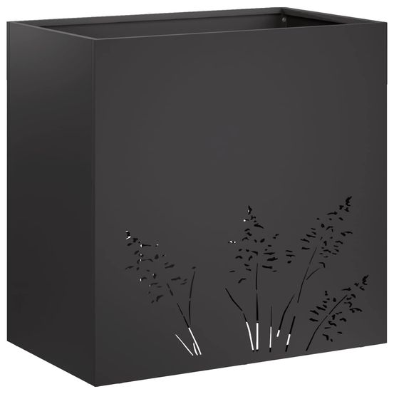 Cache-pot de jardin noir 50 x 30 x 49 cm acier laminé à froid