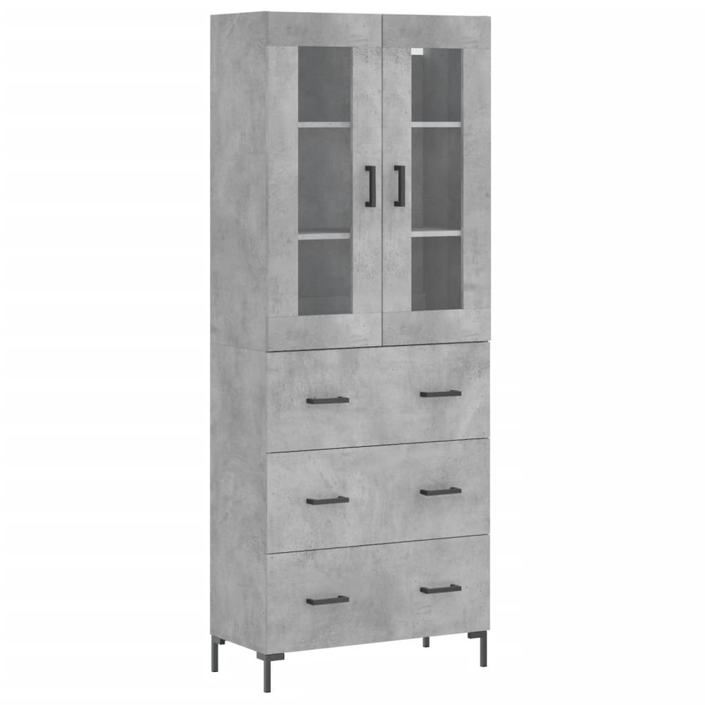 Buffet bahut commode armoire meuble de rangement organisateur cuisine salle de séjour salon haut 69,5 x 34 x 180 cm bois d'in