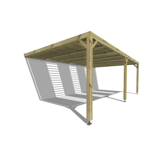 Pergola bois • 7m x 4m • adossée • sens profondeur • lames orientables bioclimatiques incluses • livraison comprise