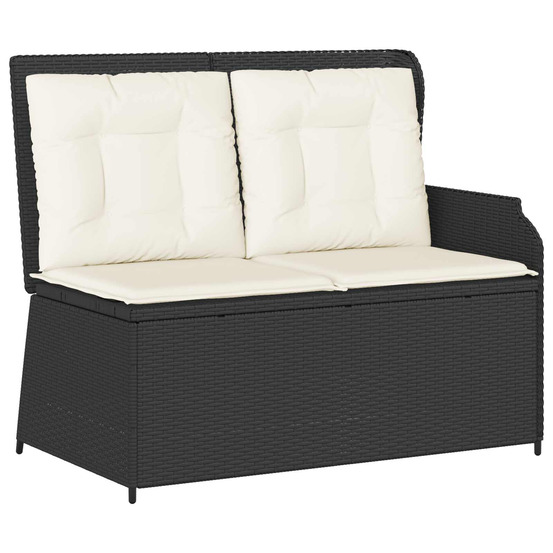 Banc de jardin avec coussin noir et blanc crème polyrotin