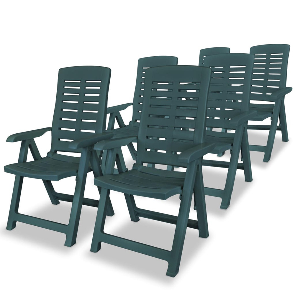 Chaises inclinables de jardin lot de 6 plastique vert
