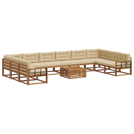 Ensemble de canapés d'extérieur 11 pcs naturel et beige