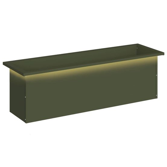 Jardinière d'extérieur de jardin avec led vert olive 30 x 100 x 30 cm acier