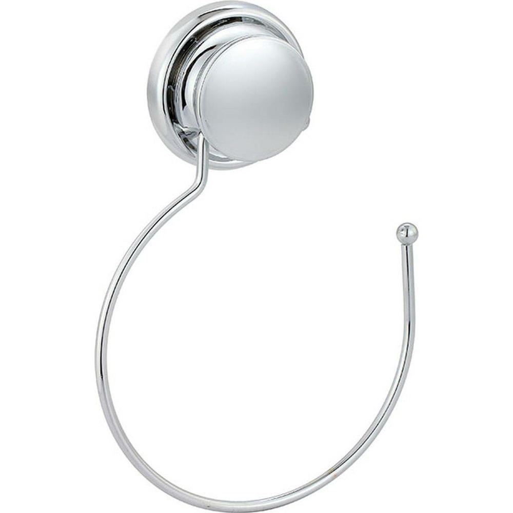 Porte serviettes rond metal sur ventouse - chrome