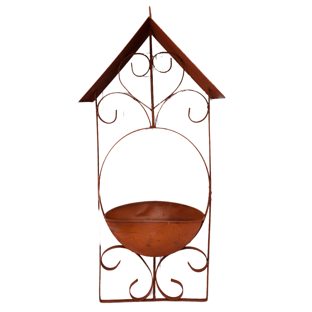 Bain d'oiseau en métal rouillé à suspendre ø22 x ht.60 cm