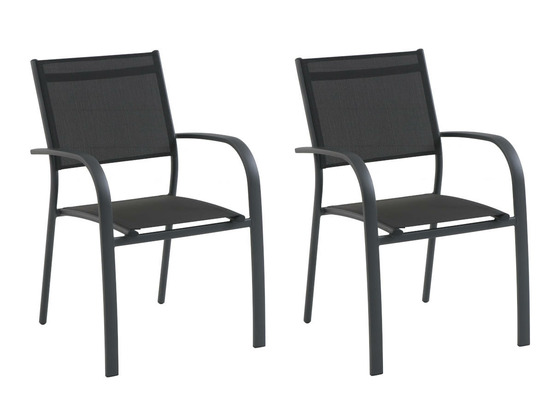 Lot de fauteuils de jardin empilable alu tosca gris