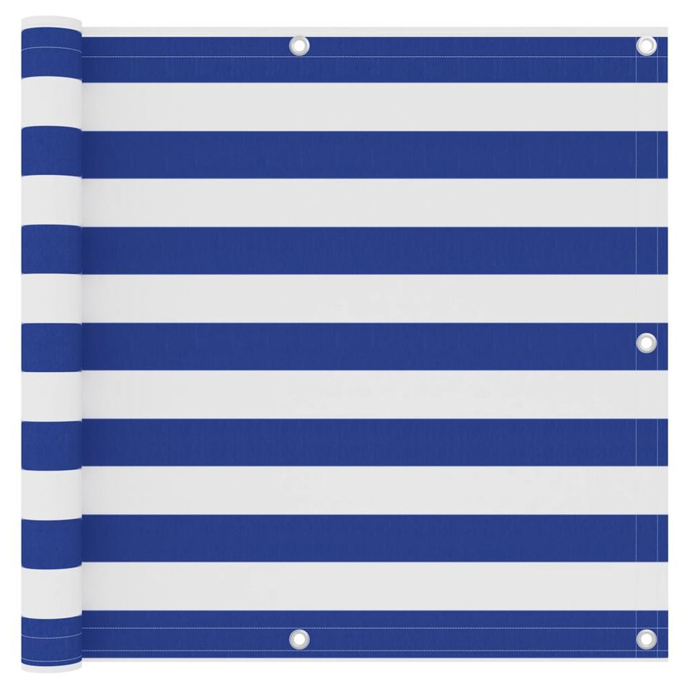 Écran de balcon blanc et bleu 90x300 cm tissu oxford