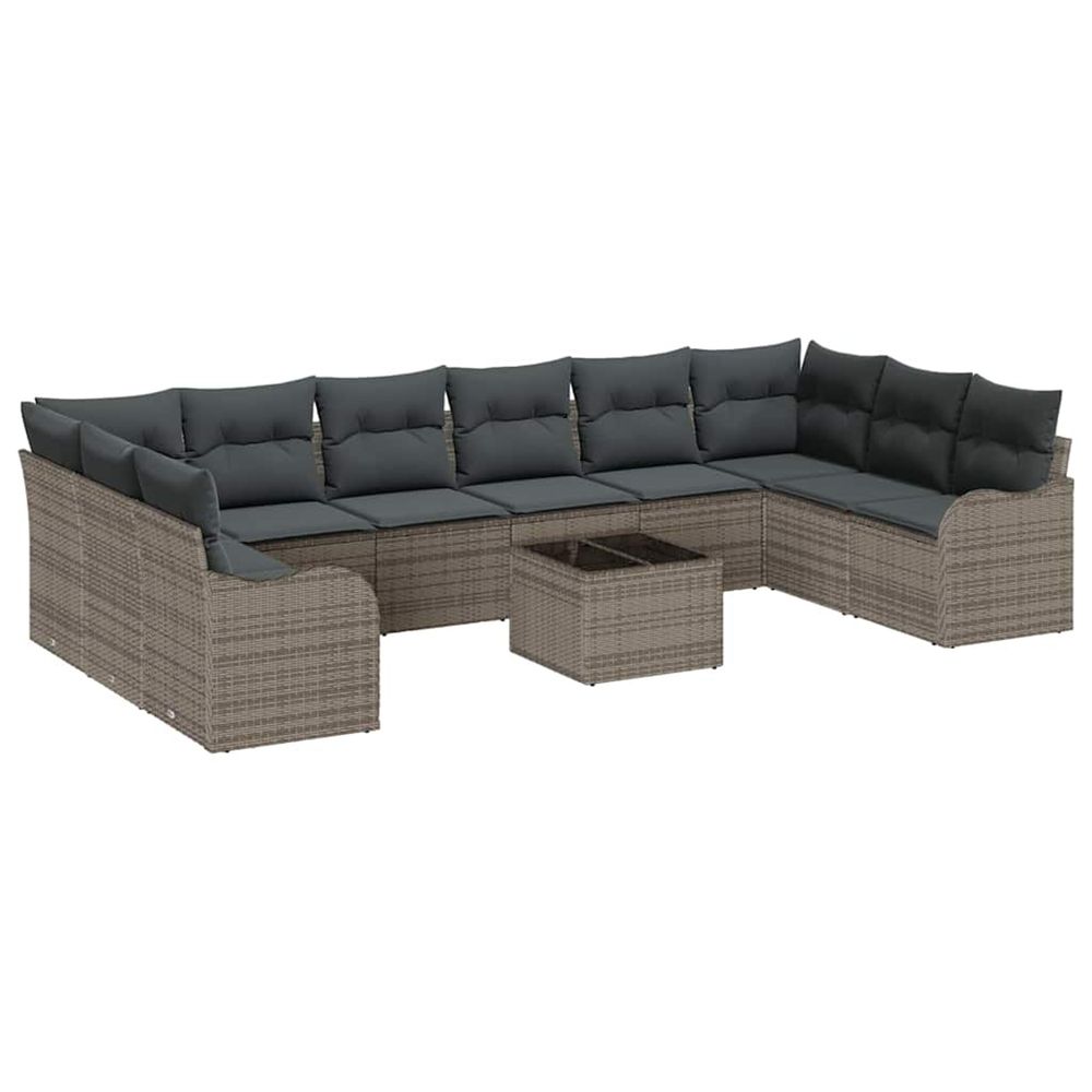 Ensemble de canapé de jardin 11 pc gris polyrotin