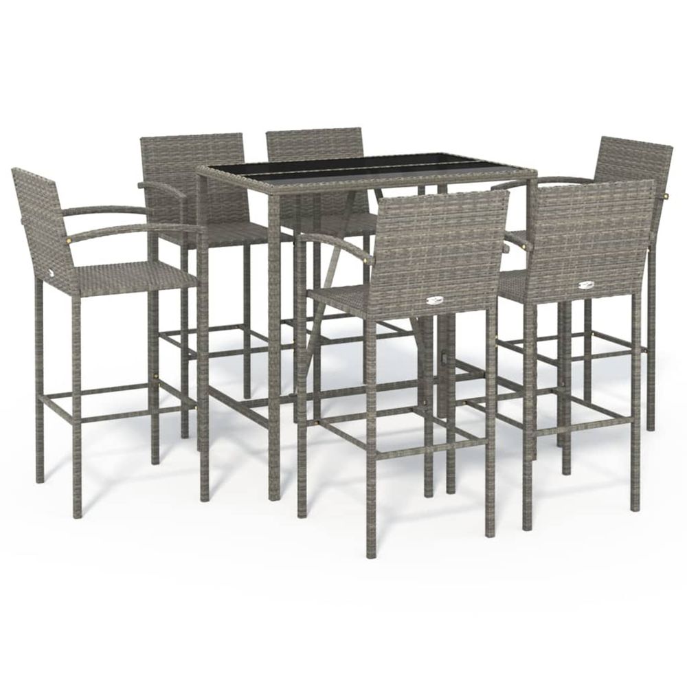 Ensemble de bar de jardin 7 pcs gris résine tressée