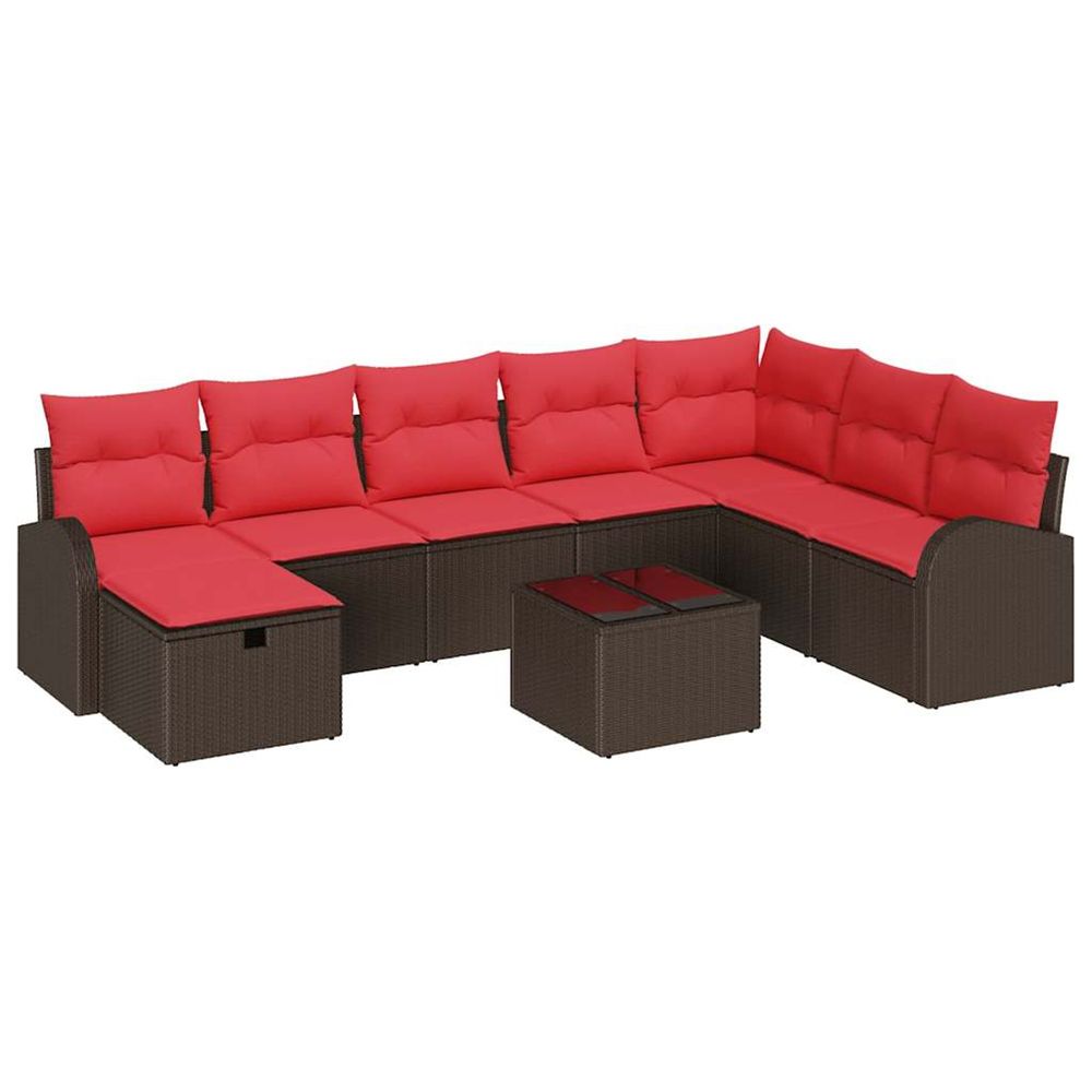 Ensemble de canapé de jardin 9 pc marron polyrotin