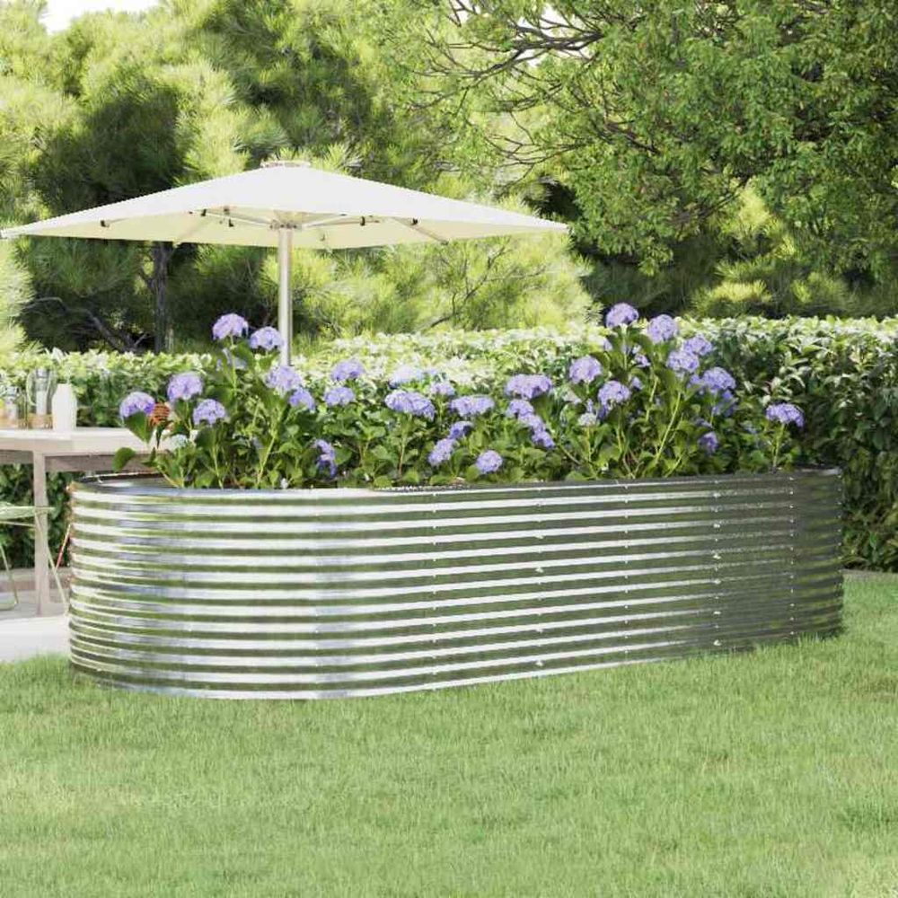 Potager ovale intermédiaire acier galvanisé solide pour culture légumes variés argent 291x140x68cm