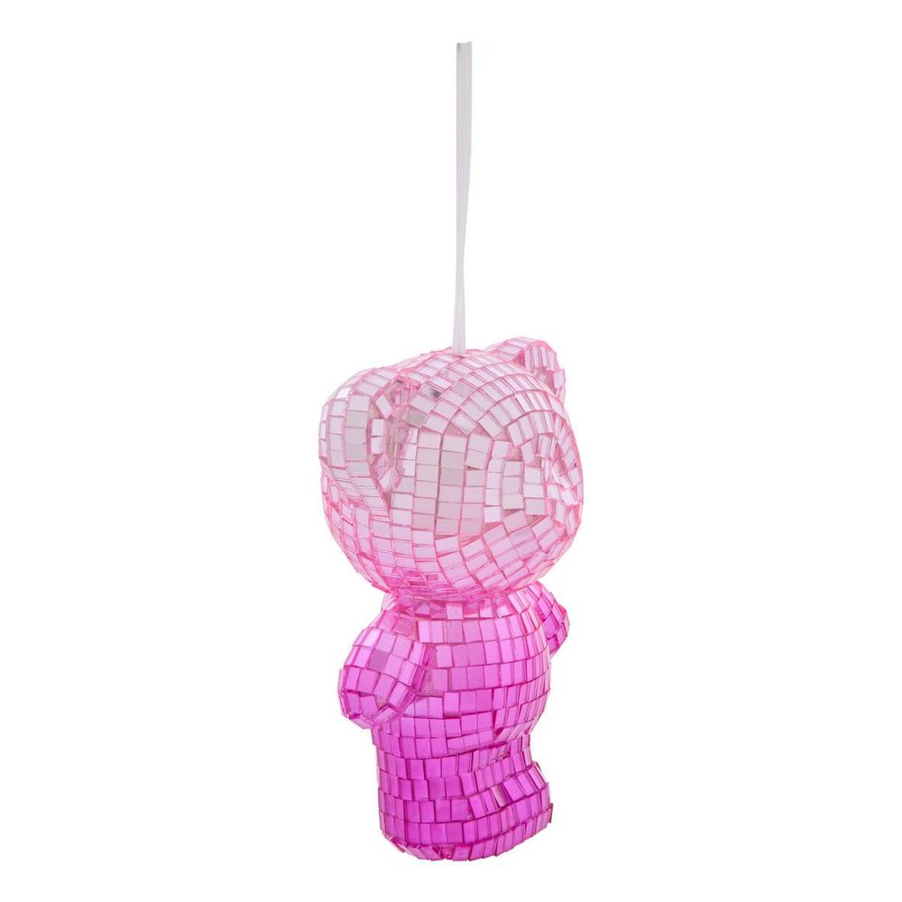 Suspension de sapin ours effet disco rose 11 cm