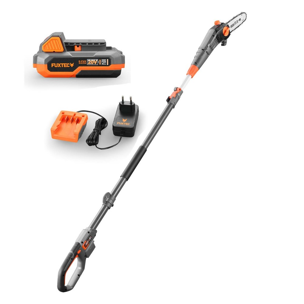 Élagueuse télescopique batterie - fx-e1he20 - 20v guide 8 pouces - set batterie et chargeur