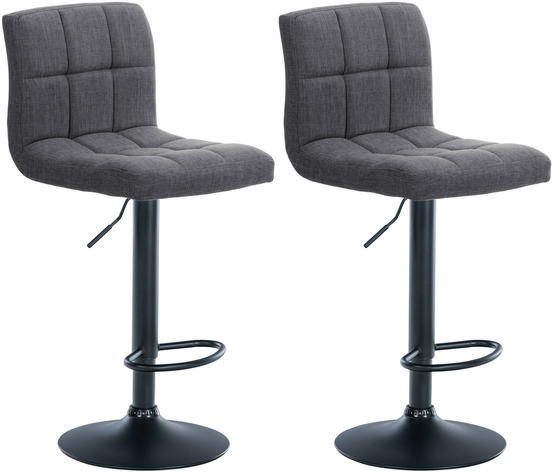 Lot de 2 tabourets de bar calma tissu noir