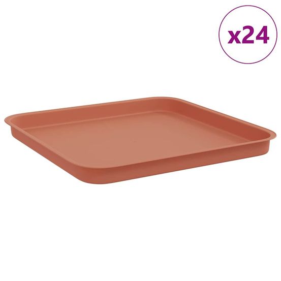 Plateau carré à fleurs 24 pc rouge brique 32 x 32 x 2,5 cm