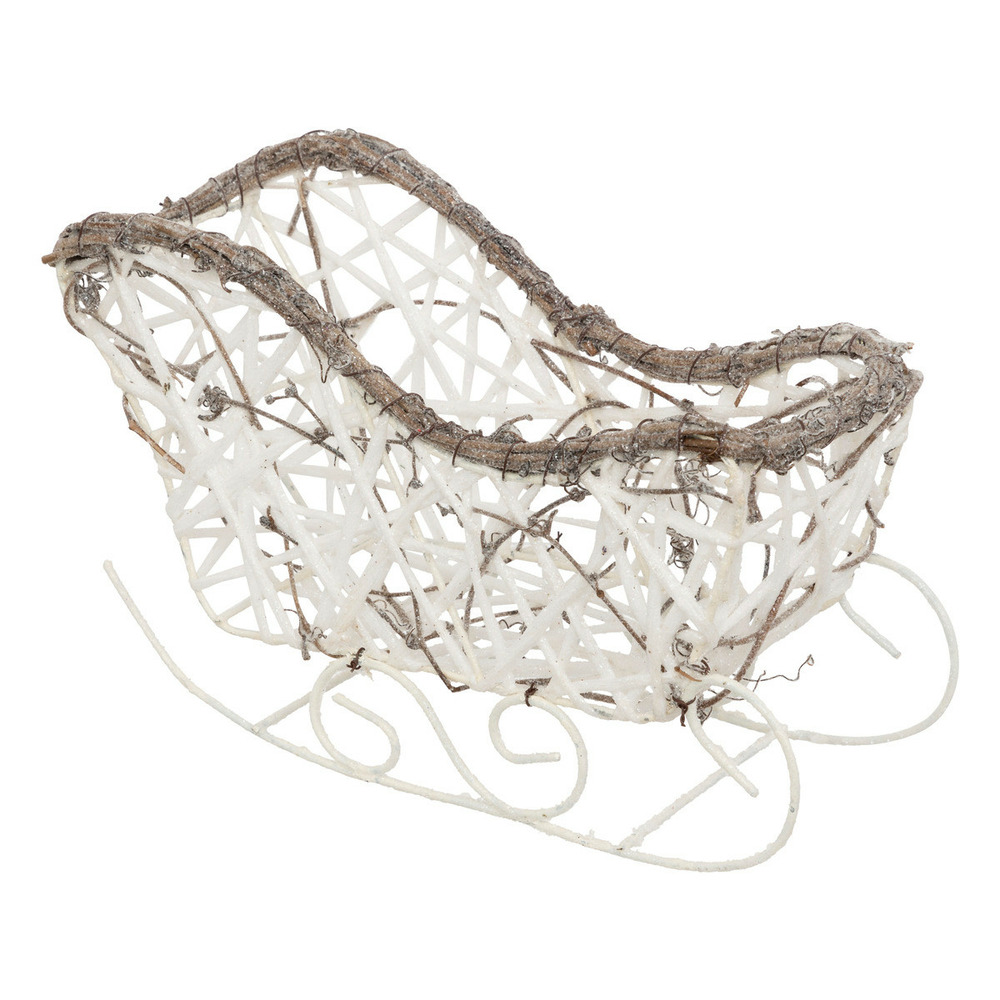 Déco de noël traineau en rotin et métal l 25 x h 17 cm