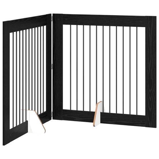 Porte de chien pliable avec supports 2 pc chêne noir 200,5 cm