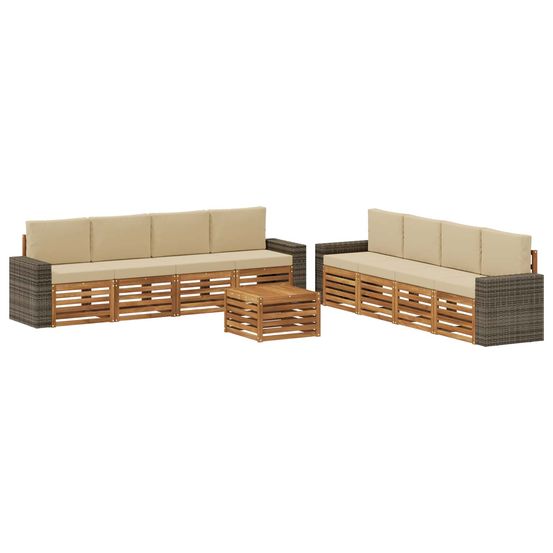 Ensemble de canapés d'extérieur 9 pc naturel et beige
