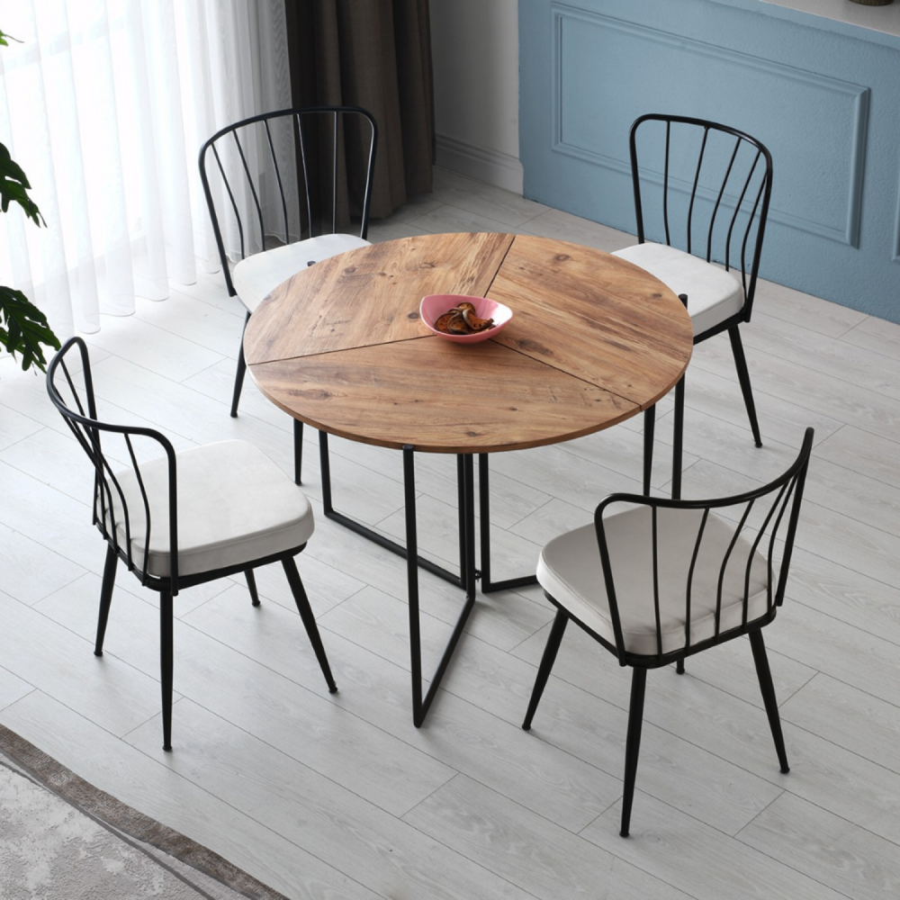 Table de salle à manger pliable couleur chêne bronie