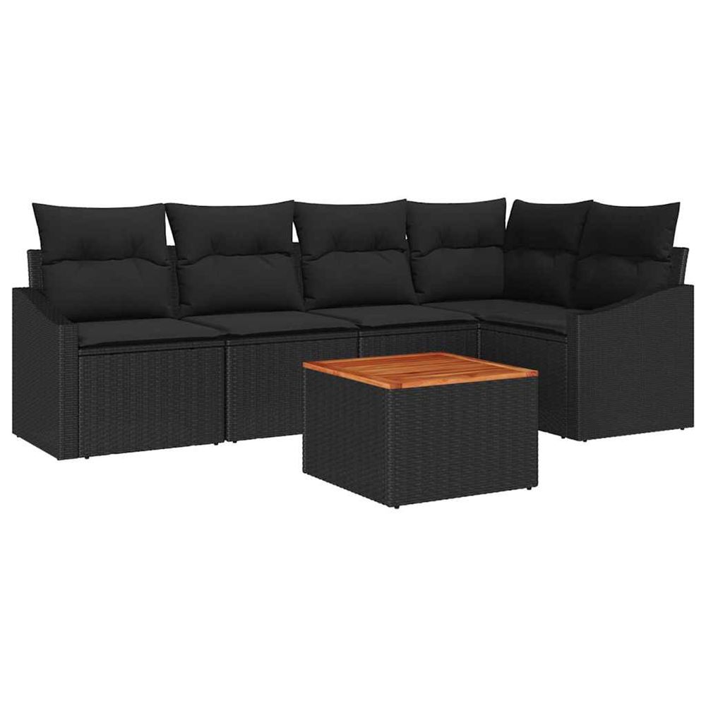 Ensemble de canapé de jardin 6 pc noir polyrotin