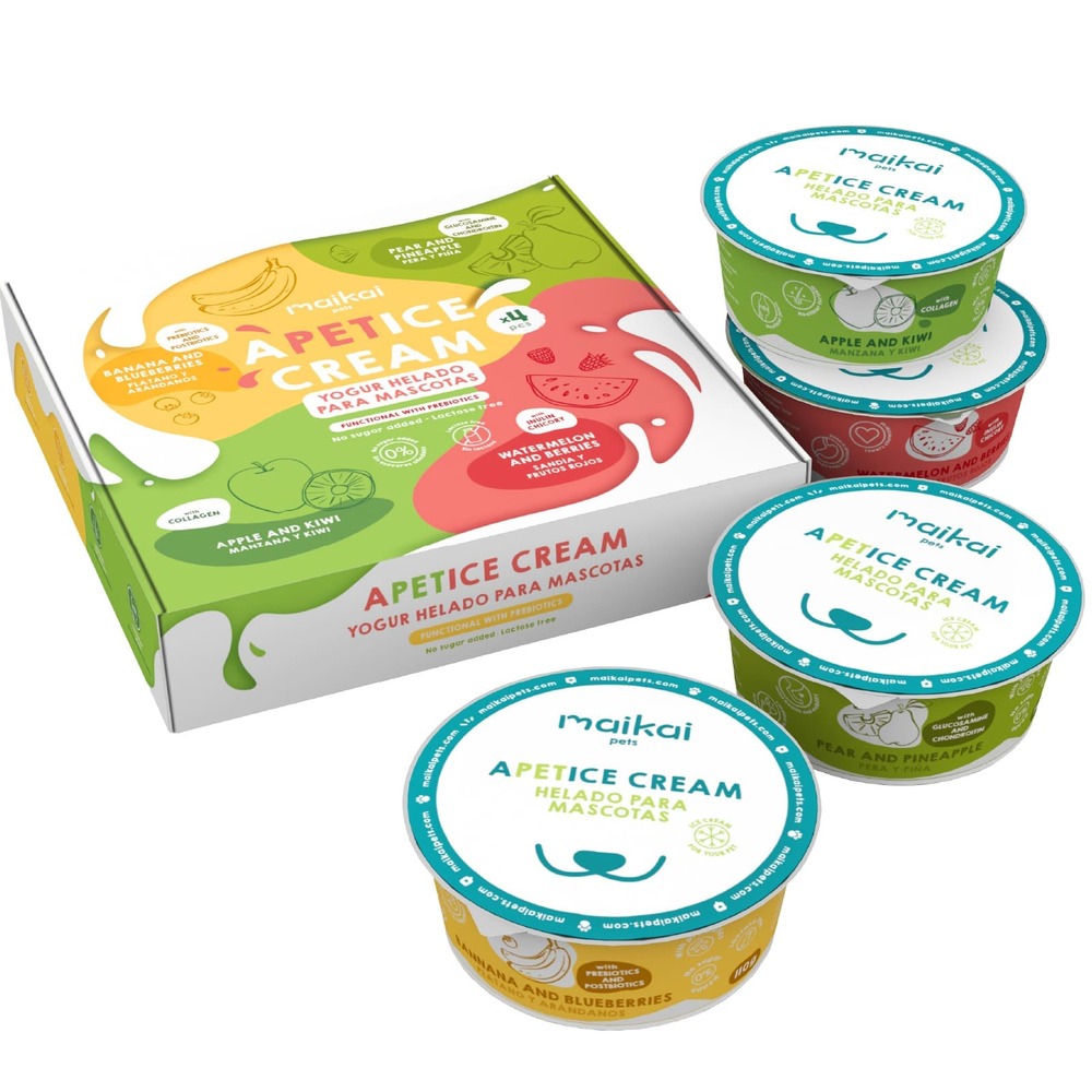 Glaces pour chien et chat – fonctionnelles avec prébiotiques. Sans lactose. (lot de 4 x110g)