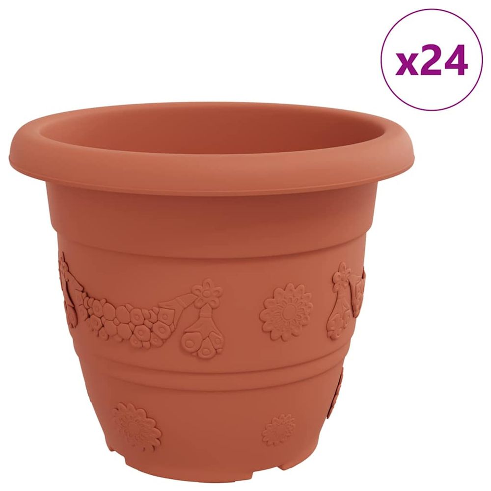 Pot à fleurs rond 24 pc rouge brique ø 34 x 28 cm plastique